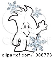 Clipart Squiggle Guy With Snowflakes Royalty Free Vector Illustration