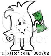 Clipart Squiggle Guy Holding Cash Royalty Free Vector Illustration by Toons4Biz