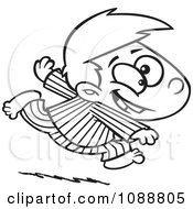 Poster, Art Print Of Outlined Excited Boy Running In His Pajamas