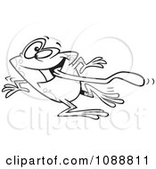 Clipart Outlined Dizzy Frog Having Fun On Dance Day Royalty Free Vector Illustration
