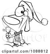 Clipart Outlined Christmas Dog Ringing A Bell For Donations Royalty Free Vector Illustration