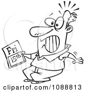 Clipart Outlined Man Freaking Out Over Friday The 13th Covered By 15th Royalty Free Vector Illustration
