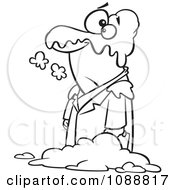Clipart Outlined Man In A Blanket Of Snow Royalty Free Vector Illustration