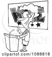 Clipart Outlined Female Politician Giving A Speech Before An Election Royalty Free Vector Illustration by toonaday