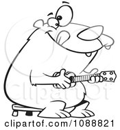 Clipart Outlined Bear Playing A Ukelele Royalty Free Vector Illustration