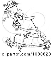 Clipart Outlined Female Shoplifter With Items Stashed In Her Hat And Clothes Royalty Free Vector Illustration by toonaday