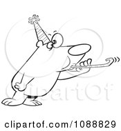Clipart Outlined New Year Party Bear Royalty Free Vector Illustration