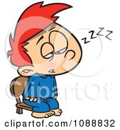Clipart Exhausted Boy Trying To Stay Awake To See Santa Royalty Free Vector Illustration