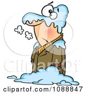 Clipart Man In A Blanket Of Snow Royalty Free Vector Illustration by toonaday