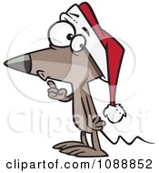 Clipart Quiet Christmas Mouse Gesturing To Hush Royalty Free Vector Illustration