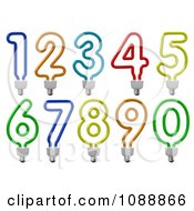 Poster, Art Print Of 3d Colorful Number Energy Saving Light Bulbs