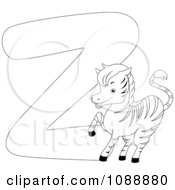 Outlined Z Is For Zebra Coloring Page