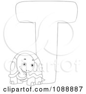 Outlined T Is For Turtle Coloring Page