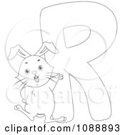 Outlined R Is For Rabbit Coloring Page