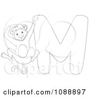Poster, Art Print Of Outlined M Is For Monkey Coloring Page