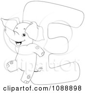 Clipart Outlined E Is For Elephant Coloring Page Royalty Free Vector Illustration