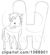 Poster, Art Print Of Outlined H Is For Horse Coloring Page