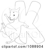 Clipart Outlined K Is For Kangaroo Coloring Page Royalty Free Vector Illustration by BNP Design Studio