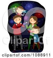 Poster, Art Print Of Happy Family Celebrating New Years Or Fourth Of July