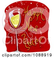 Clipart Happy New Year Greeting And Champagne Glass On Red Royalty Free Vector Illustration