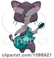 Clipart Black Guitarist Cat Royalty Free Vector Illustration by BNP Design Studio