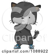 Poster, Art Print Of Stubborn Gray Cat Wearing Shoes With Folded Arms