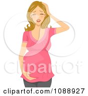 Clipart Pregnant Woman With A Headache Royalty Free Vector Illustration