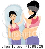Clipart Pregnant Woman Viewing Her Reflection In A Mirror Royalty Free Vector Illustration