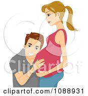 Poster, Art Print Of Man Listening To His Wifes Baby