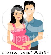 Poster, Art Print Of Beautiful Pregnant Asian Woman And Her Husband