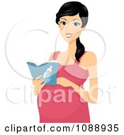 Poster, Art Print Of Beautiful Pregnant Woman Reading A Book And Holding Her Belly