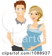Clipart Beautiful Pregnant Caucasian Woman And Her Husband Royalty Free Vector Illustration