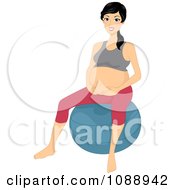 Poster, Art Print Of Pregnant Woman Sitting On An Exercise Ball
