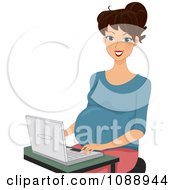 Clipart Pregnant Woman Working On A Laptop Royalty Free Vector Illustration