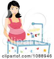 Clipart Pregnant Woman Standing By A Crib Royalty Free Vector Illustration by BNP Design Studio