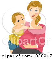 Poster, Art Print Of Beautiful Pregnant Woman Embracing Her Daughter