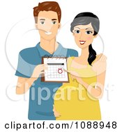 Poster, Art Print Of Beautiful Pregnant Couple Showing Their Due Date
