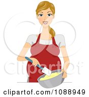 Clipart Beautiful Pregnant Woman Baking Royalty Free Vector Illustration