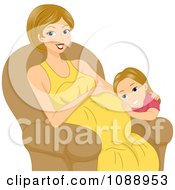 Poster, Art Print Of Girl Listening To Her Pregnant Moms Belly
