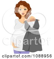 Clipart Pregnant Woman Holding A Dress Royalty Free Vector Illustration