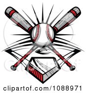 Clipart Crossed Baseball Bats A Ball And Diamond Royalty Free Vector Illustration by Chromaco #COLLC1088971-0173
