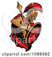 Clipart Alert Spartan Roman Warrior Holding A Shield And Spear Royalty Free Vector Illustration by Chromaco #COLLC1088982-0173
