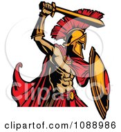 Poster, Art Print Of Spartan Roman Warrior Attacking With A Sword