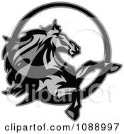 Poster, Art Print Of Grayscale Rearing Horse Mascot