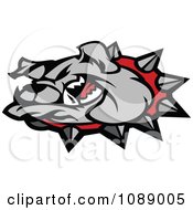 Poster, Art Print Of Mean Gray Bulldog Mascot Head