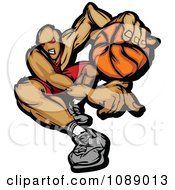 Clipart Strong Demonic Basketball Player Dribbling Royalty Free Vector Illustration