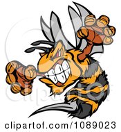 Clipart Stinging Bee Mascot Royalty Free Vector Illustration