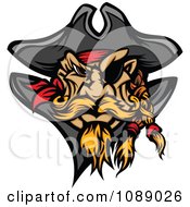 Clipart Pirate Face With A Black Hat Braids And Eye Patch Royalty Free Vector Illustration by Chromaco