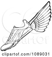 Poster, Art Print Of Black And White Winged Track Shoe