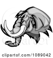 Clipart Grayscale Elephant Mascot Royalty Free Vector Illustration